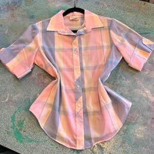Vintage Pastel Plaid Button Down